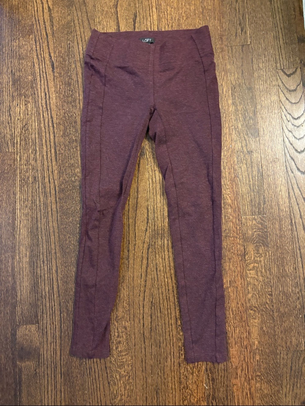 LOFT women' Burgundy Knit Leggings size XXS